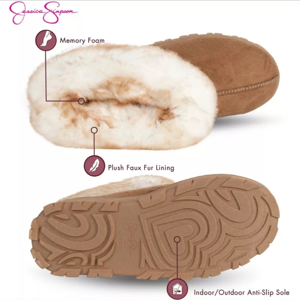 Jessica Simpson Girls Microsuede Super Soft Bootie Slippers /Indoor/Outdoor
